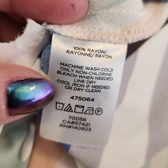 LOFT Blue & White Diagonal Stripe A Line Midi Skirt Size 6 - Picture 10 of 10